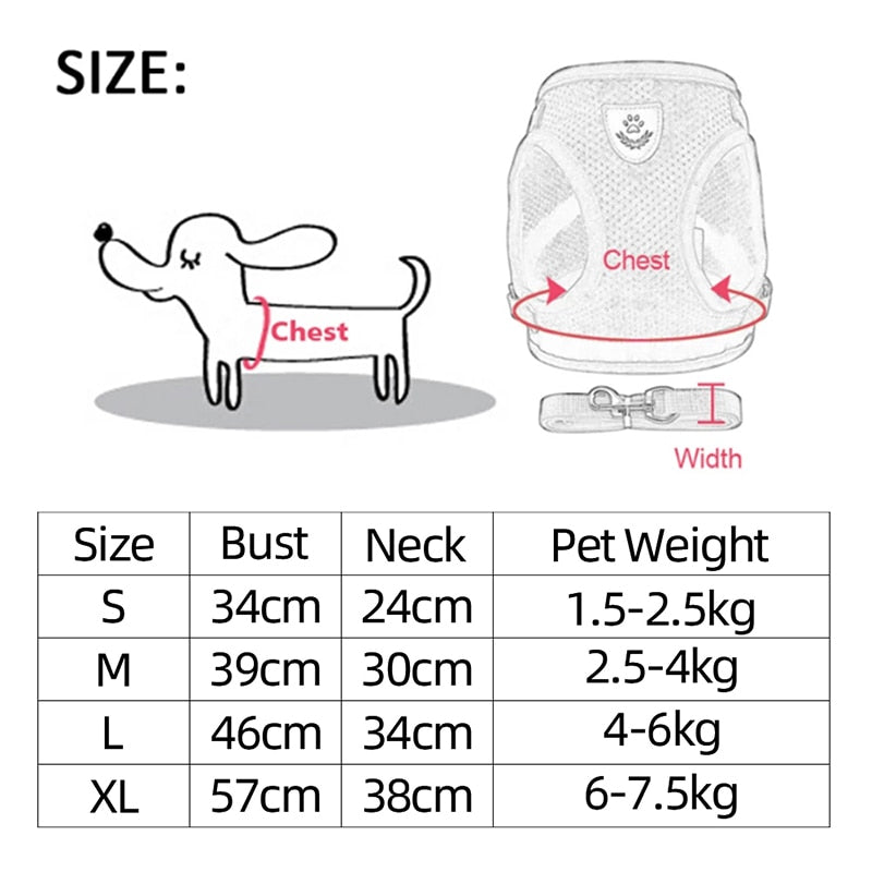 Dogs Harness Collar Cat Dog Adjustable Vest Walking