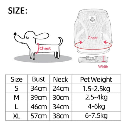 Dogs Harness Collar Cat Dog Adjustable Vest Walking
