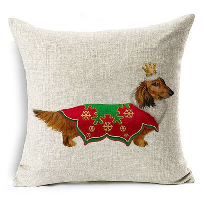 Christmas Dogs Linen Pillow Cover