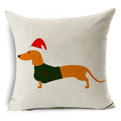 Christmas Dogs Linen Pillow Cover