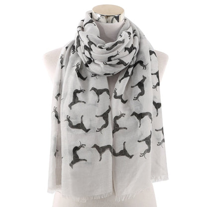 Ladies Printed Scarf Dog Shawl