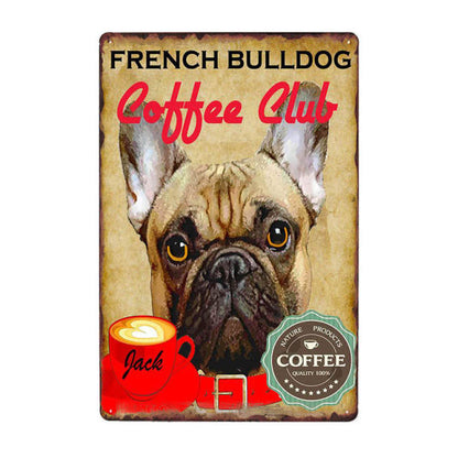 Dogs Coffee Plaque Metal Vintage Tin Signs