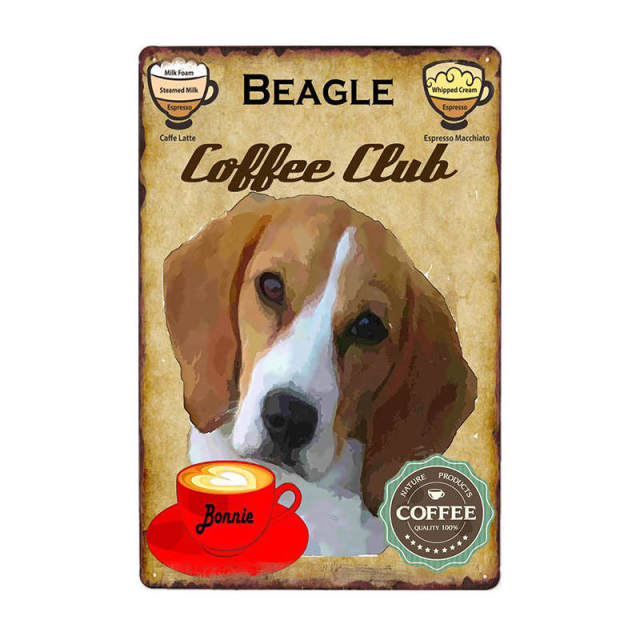 Dogs Coffee Plaque Metal Vintage Tin Signs