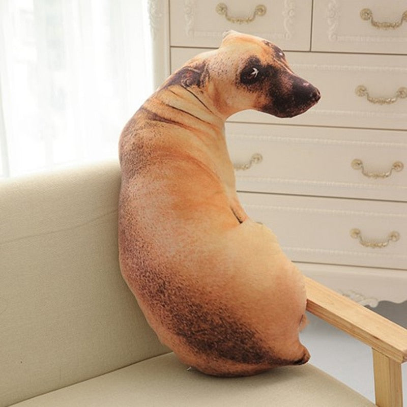 3D Cute Bend Dog Printed Throw Pillow