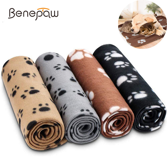 Warm Soft Dog Blanket Paw Print