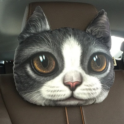 Cat Dog Head Car Seat Neck Rest Cushion Headrest Pillow