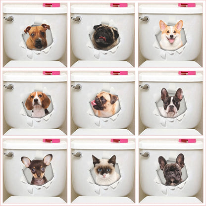 Funny Dog Cat 3d Hole Stickers