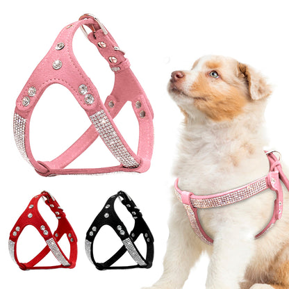 Soft Suede Leather Puppy Dog Harness