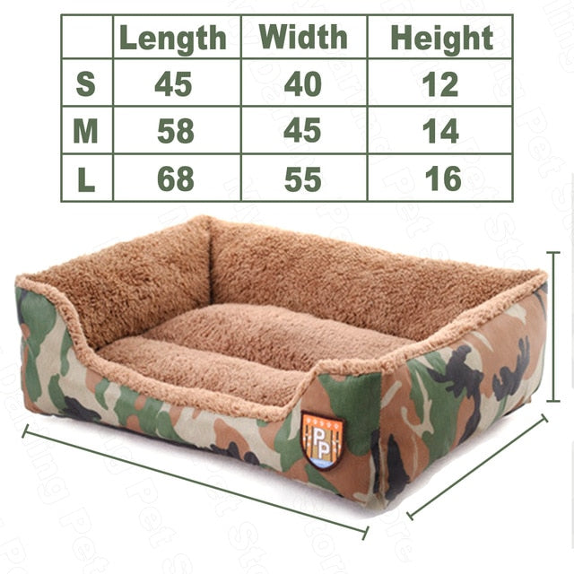 Dogs Camo Plush Dog Bed House Baskets Mat - Dog Bed Supplies