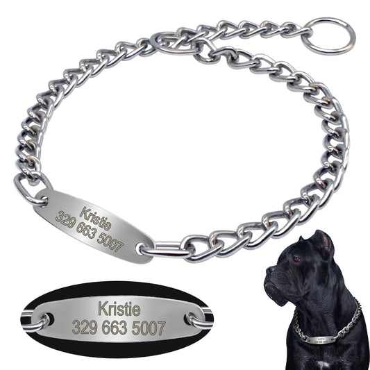 Dog Chain Choke Collar Training Engraved