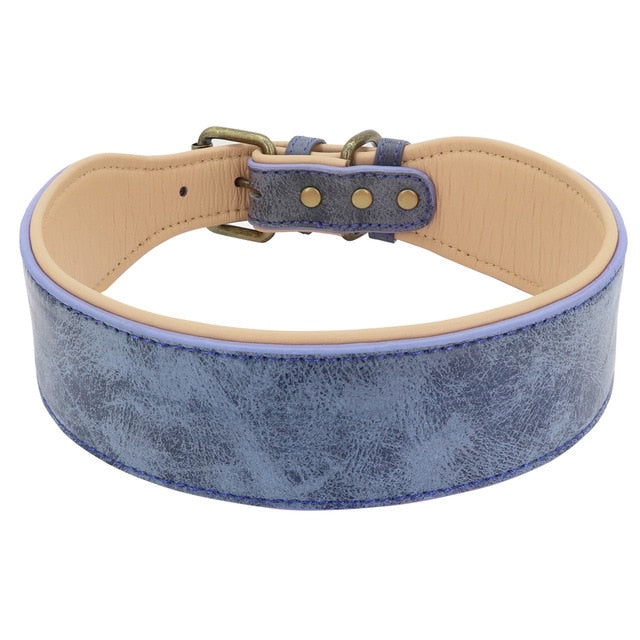 Wide Leather Dog Collar Large Soft Padded