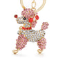 Lovely Poodle Dog Bowknot Crystal Keychain