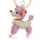 Lovely Poodle Dog Bowknot Crystal Keychain