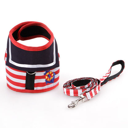 Adjustable Collar Harness Leash Navy Suit Style