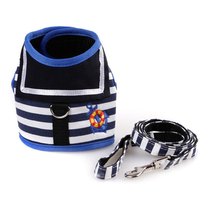 Adjustable Collar Harness Leash Navy Suit Style