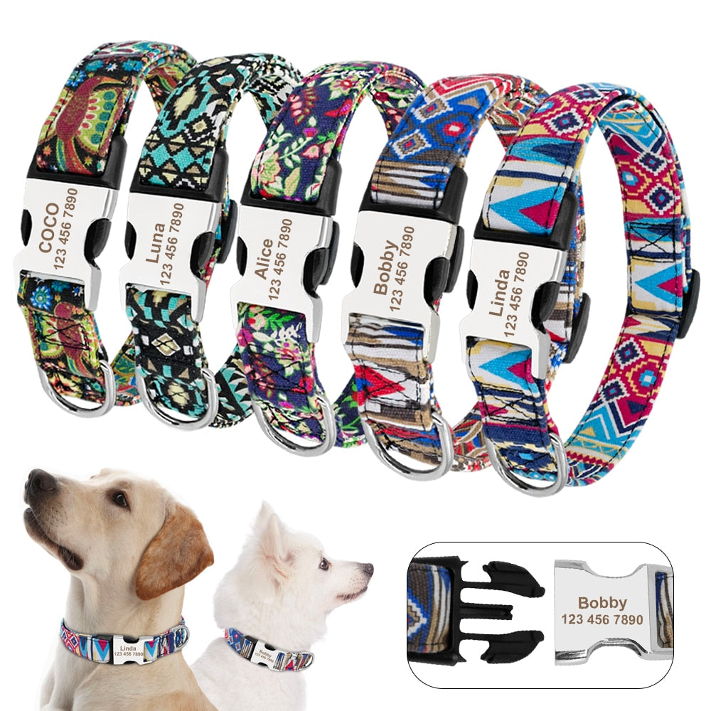 Custom Dog Collar Personalized Nylon Tag Collar