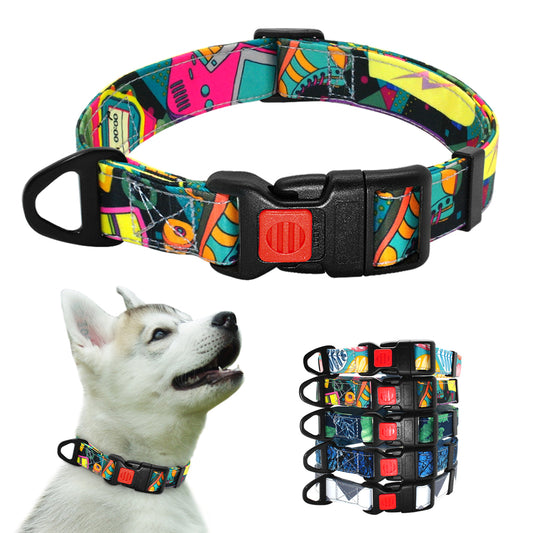 Nylon Printed Dog Collar Adjustable Collars