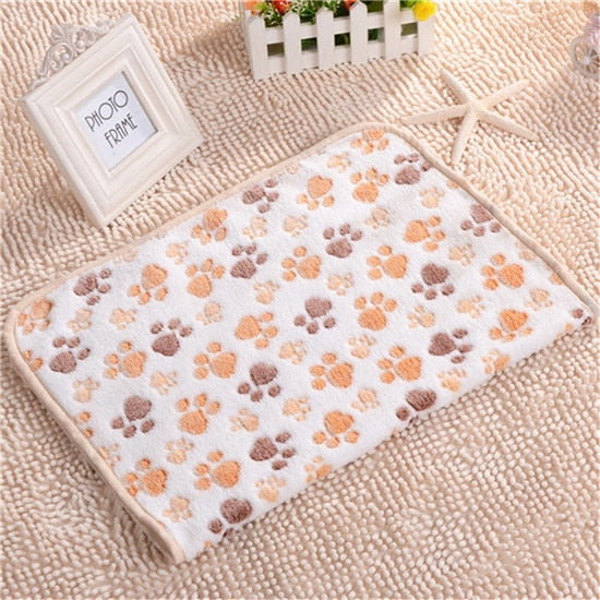 Dog Bed Mats Coral Fleece Paw Foot Print