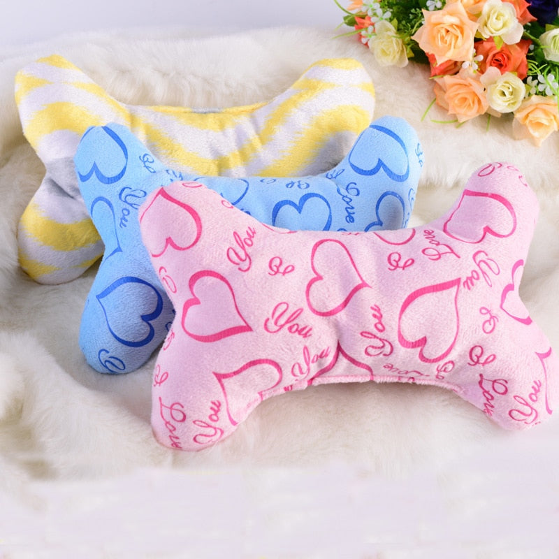 Plush Bone Shape Pillow Cozy Dog Toys