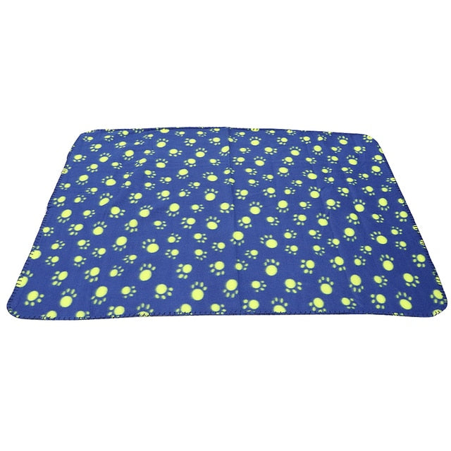 Paw Print Dog Blanket Soft Warm Dog Cat Bed Mat - Dog Bed Supplies