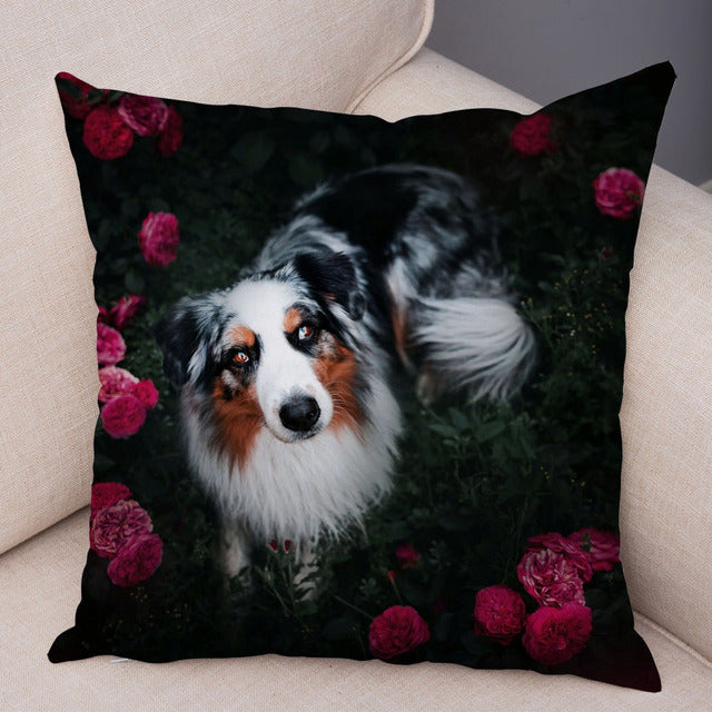 Sofa Decor Dog Printed Soft Plush Pillow Case