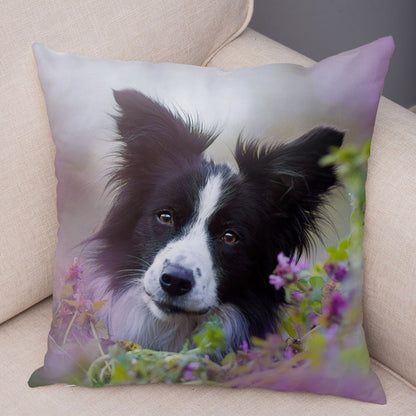 Sofa Decor Dog Printed Soft Plush Pillow Case