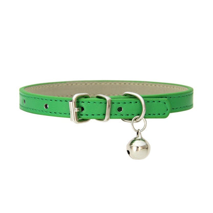 Leather Dog Collar with Bell Safety