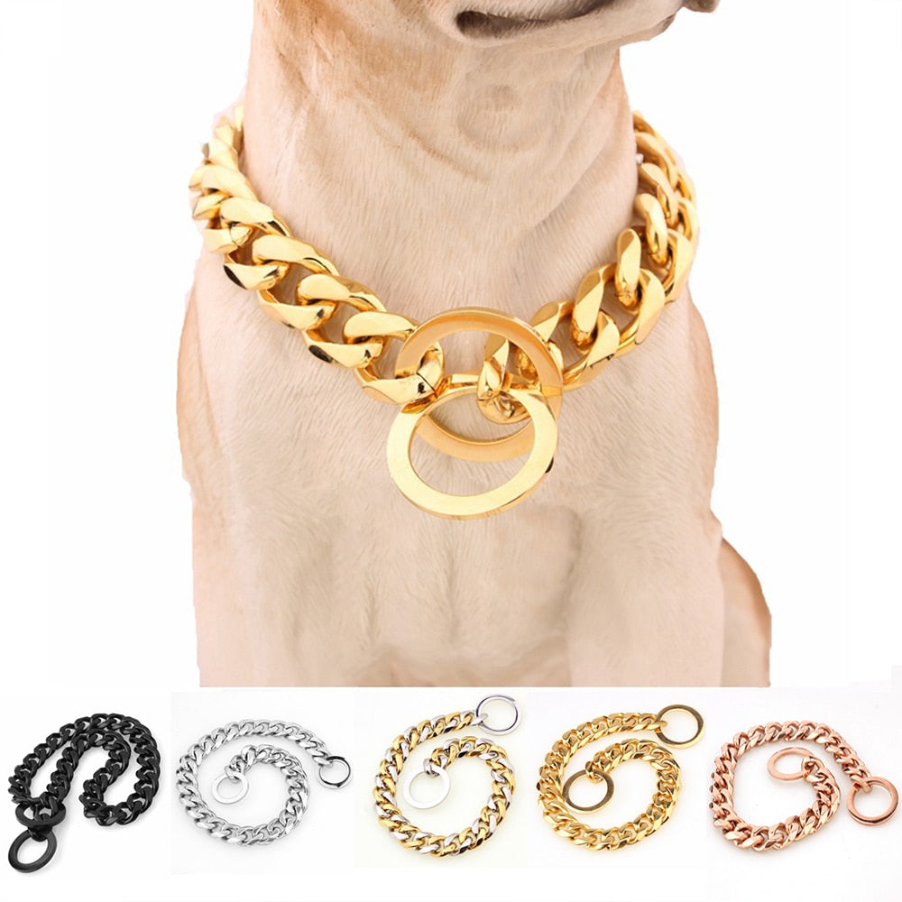 Solid Dog Chain Collar Stainless Steel Necklace