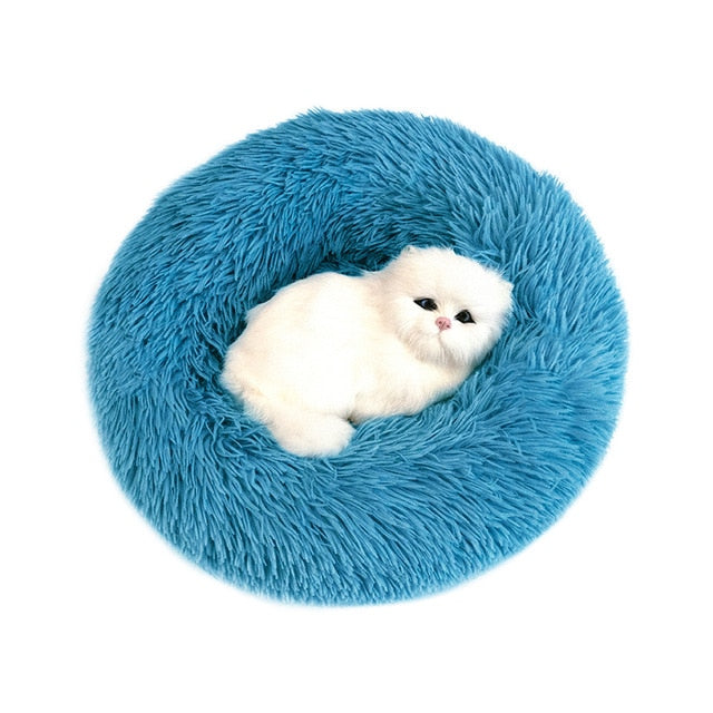 Pet Dog Bed Fluffy Soft Plush Donut Cuddler Kennel - Dog Bed Supplies
