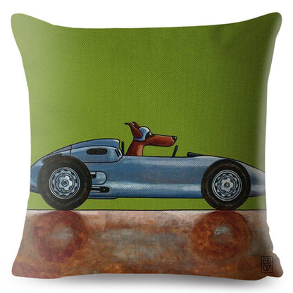 Classic Cars Driving Dalmatian Pillow Case