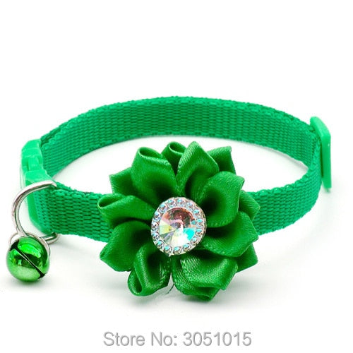 Adjustable Flower Dog Collar with Bell