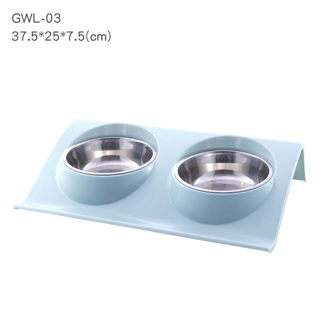 Pet Double Bowls Food Water Feeder