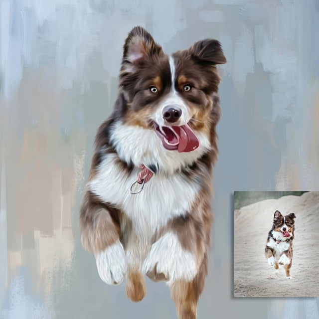 Dog Photo on Abstract Painting
