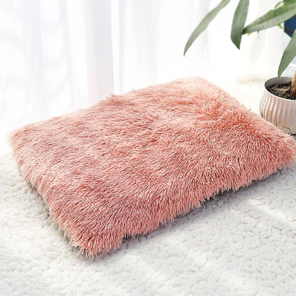 Long Plush Dog Bed Pet Cushion Blanket Soft Fleece - Dog Bed Supplies
