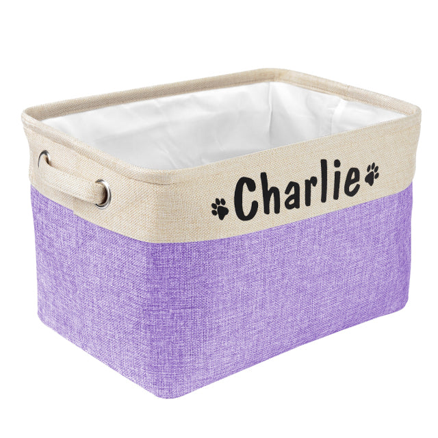 Personalized Dog Toy Storage Basket Canvas Bag Foldable