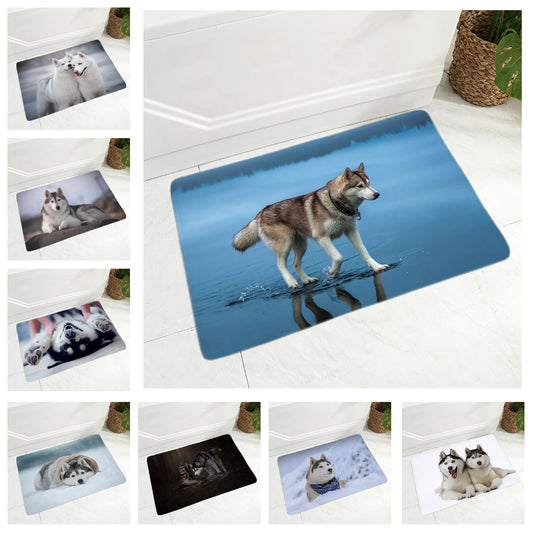 Soft Flannel Doormat Decor Siberian Husky