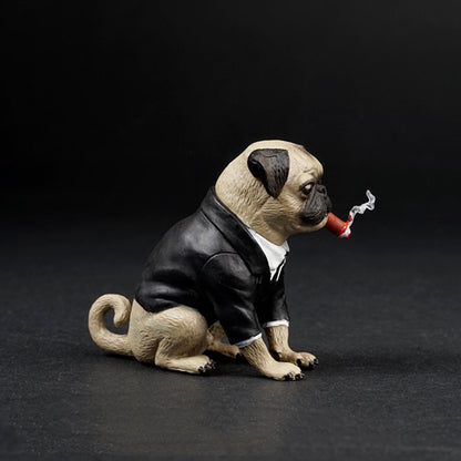 Pug Dog With Cigar Figures Scene