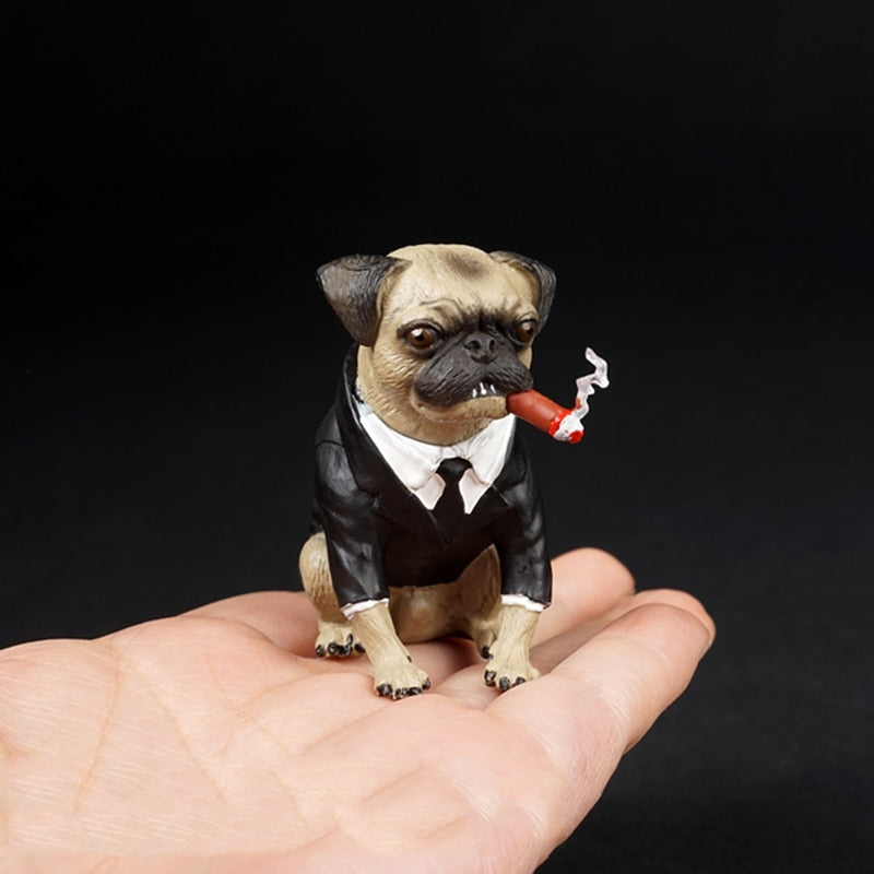 Pug Dog With Cigar Figures Scene