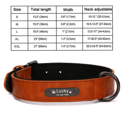 Engrave Name Dog Collar Leather