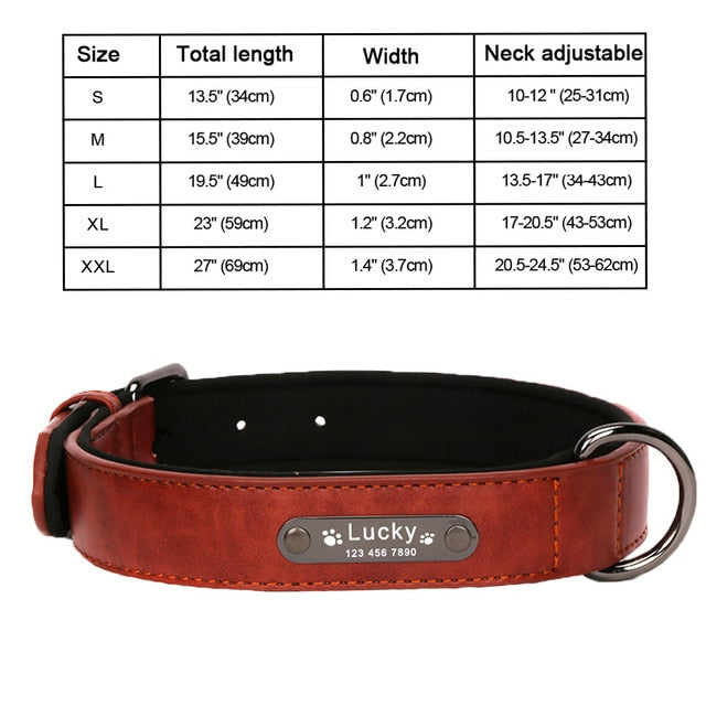 Engrave Name Dog Collar Leather