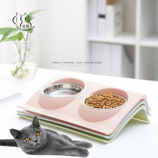 Pet Double Bowls Food Water Feeder