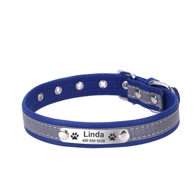 Leather Reflective Cat Collar Engraved
