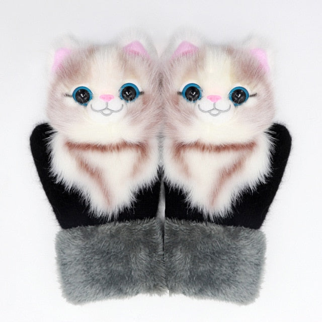 Animal Panda Raccoon Design Warm Gloves