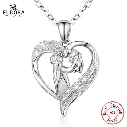 Sterling Silver girl and dog Pendant heart
