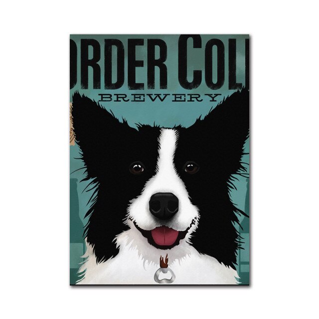 Cute Abstract Border Collie Dog Painting