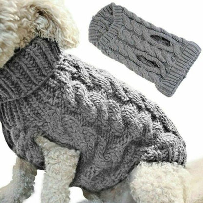 Dog Sweater Winter Turtleneck Knitted Clothes