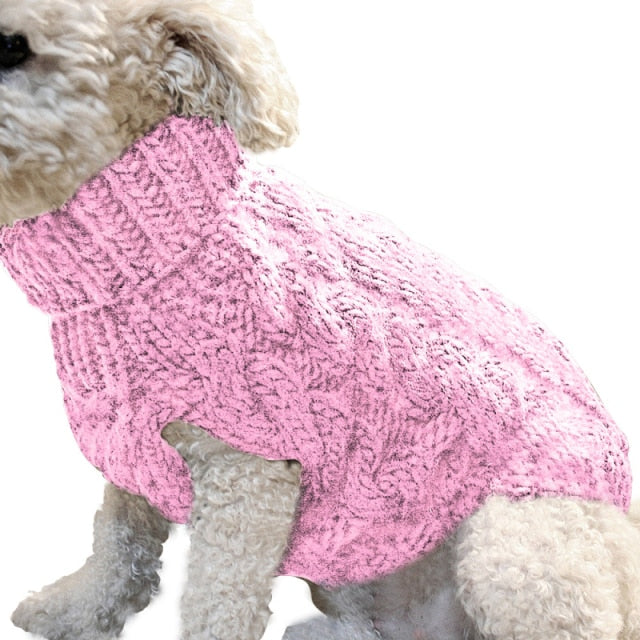 Dog Sweater Winter Turtleneck Knitted Clothes