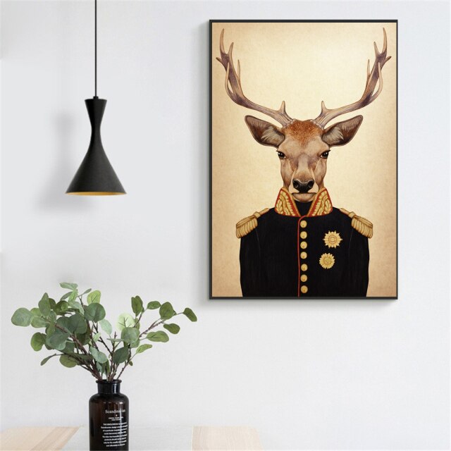 Dogs Vintage Canvas Painting Elk Posters