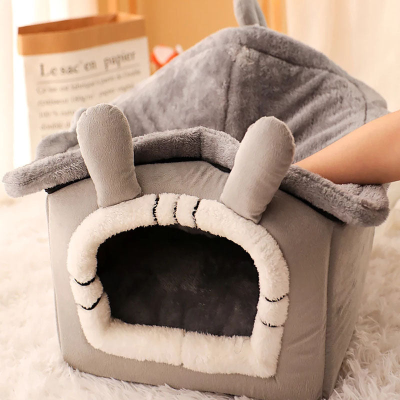 Foldable Puppy House With Mat Little Bed