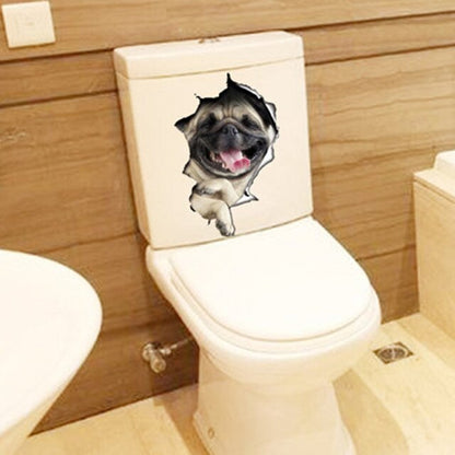 Cat Dog Toilet Stickers Vivid 3D